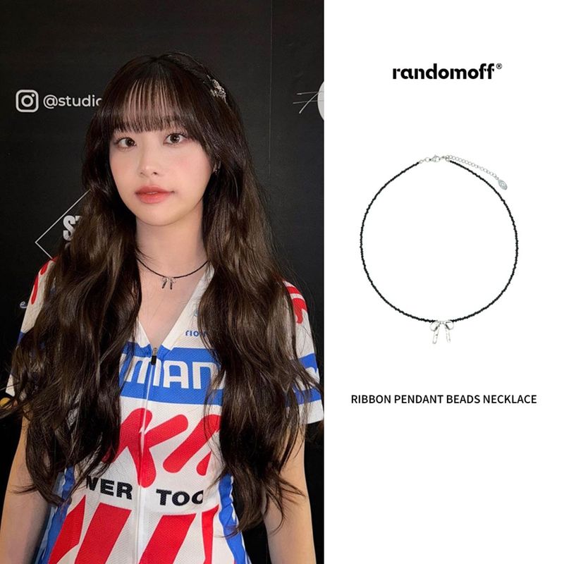 [Celeb pick] Ribbon pendant beads Necklace
