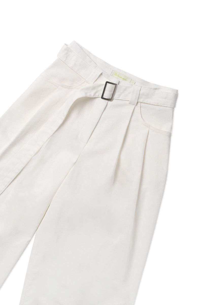 Linen belted pants_ivory