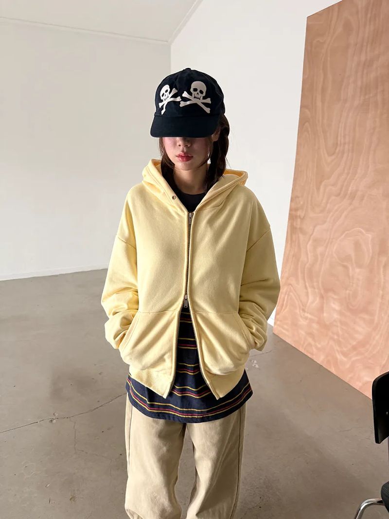 crop hood zip up