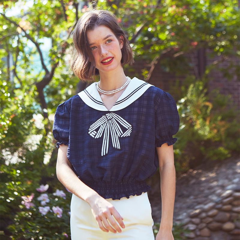 VITALSIGN(バイタルサイン)の「Ribbon Sailor Top (GINGHAM)(Tops)」