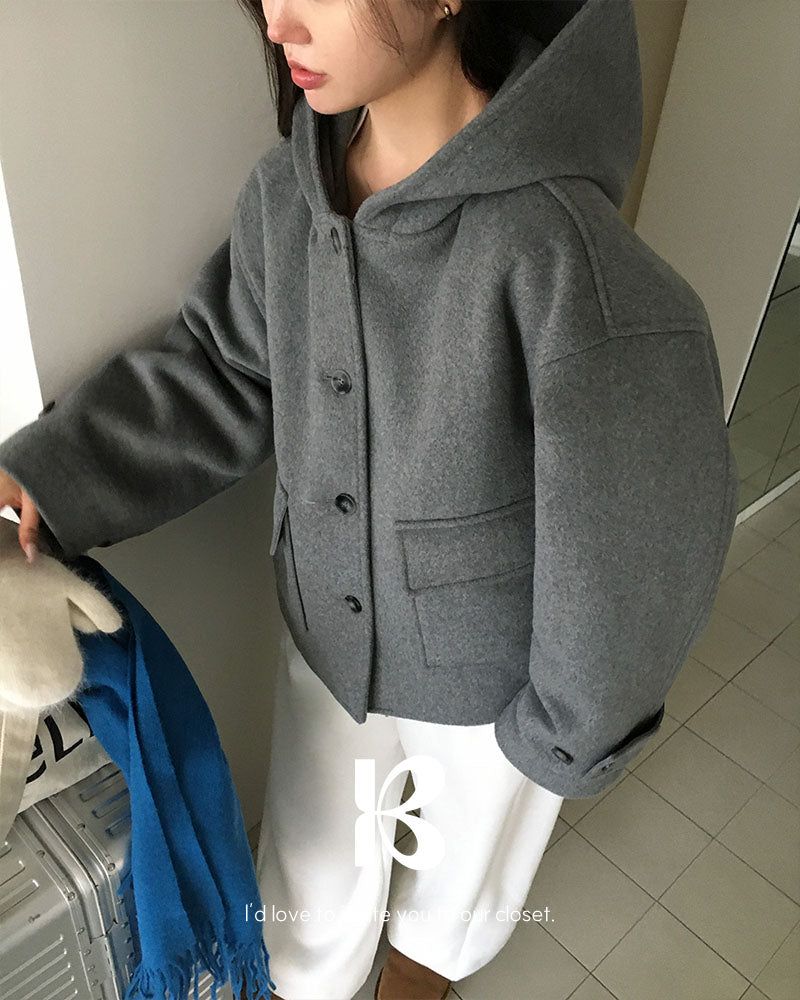 [ORIGINAL] CHILD HOOD WOOL SHORT COAT