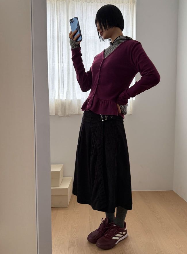 イージーストライプフードロングスリーブ