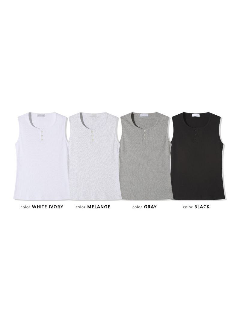 Henley neck sleeveless tee