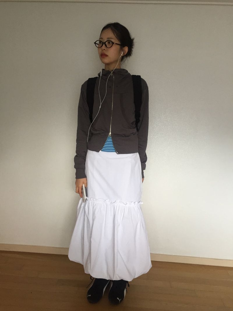 pumpkin nylon long skirt
