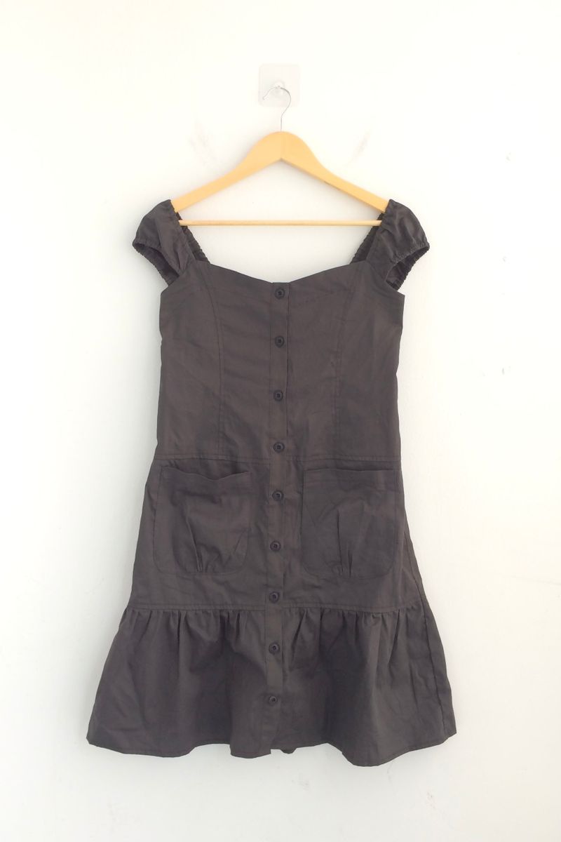 Pocket-line button layered dress