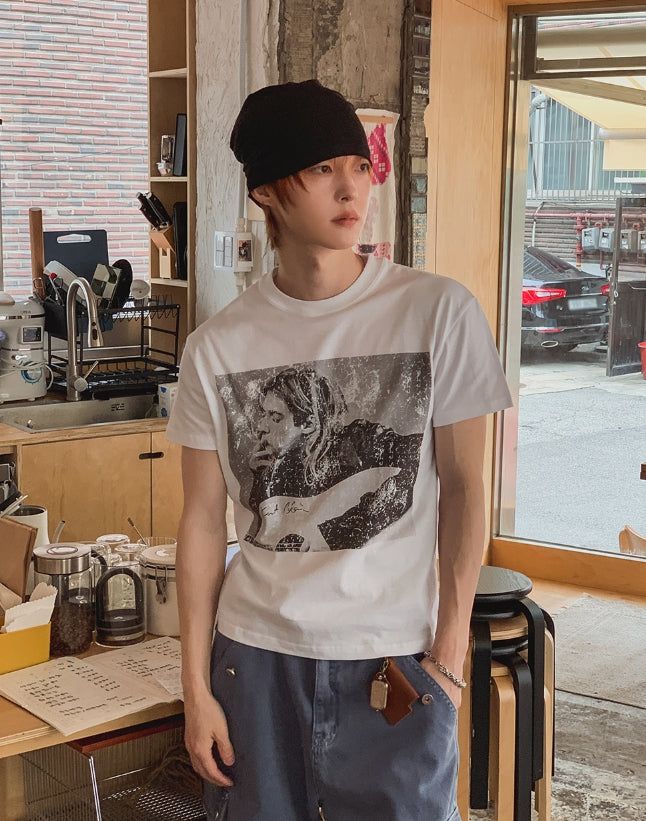 Grunge Vintage Photo Print Short Sleeve T-shirt