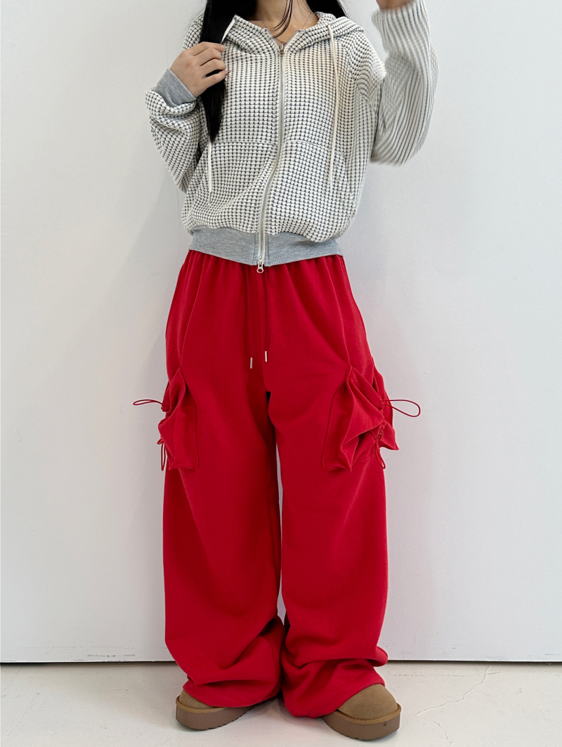 WAFFLE PATTERN HOOD ZIP-UP / 2-WAY🧇 - 2 COLORS