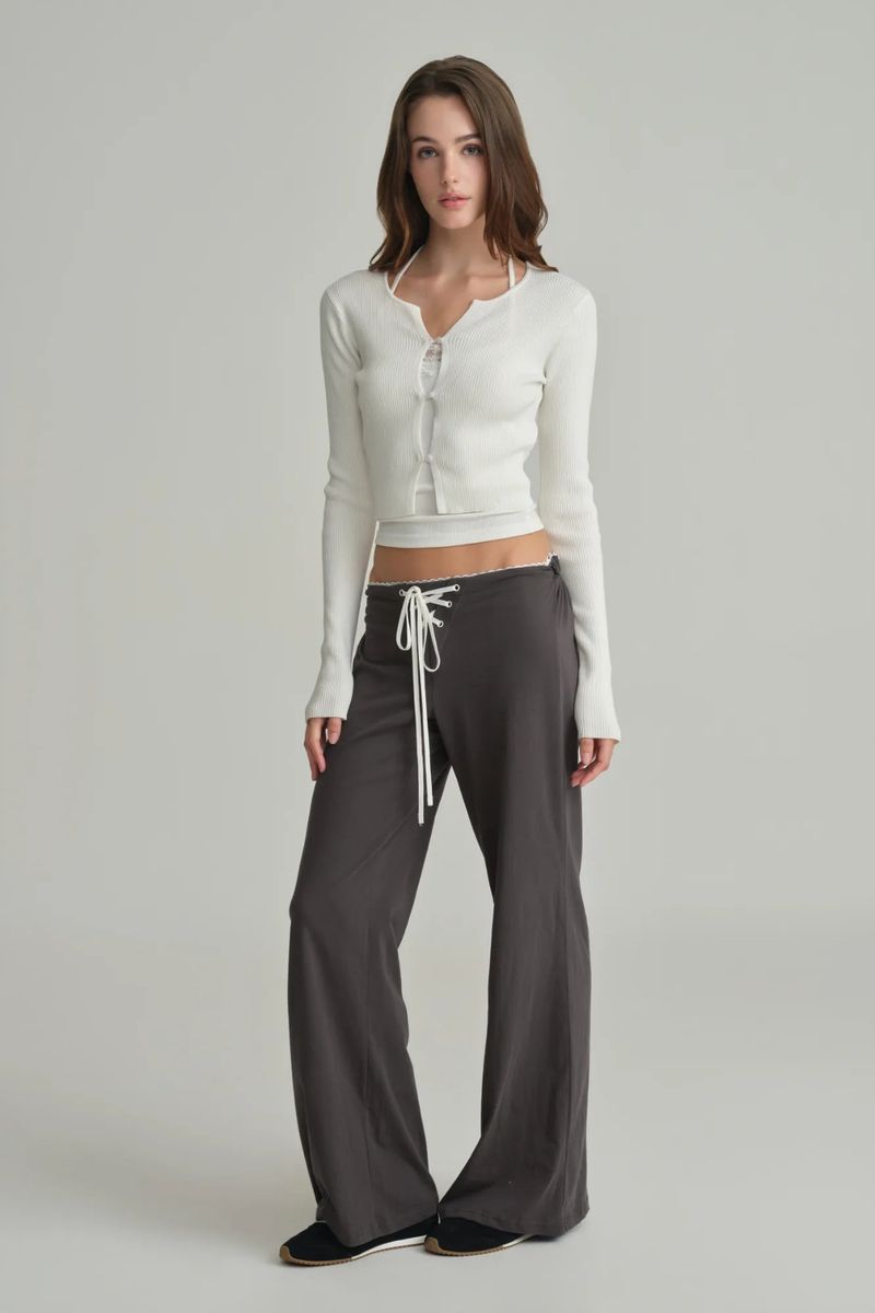 Ivy lace-up pants, Charcoal