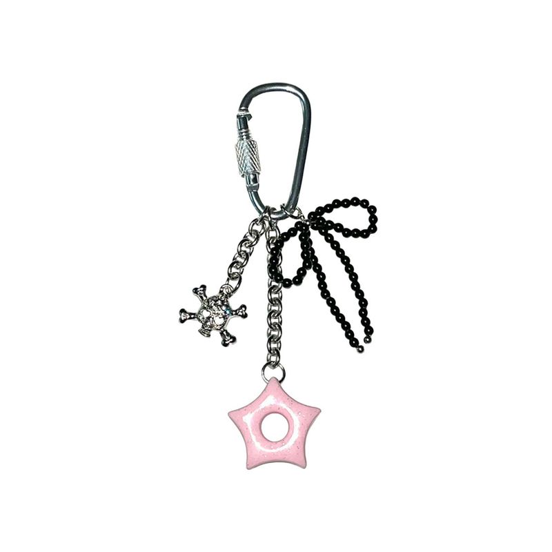 funky pink skeleton keyring