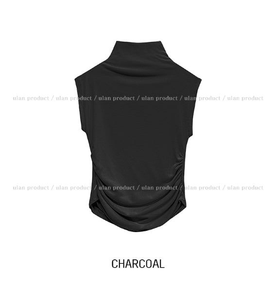 [U-BASIC] Penny brushed shirring cap sleeve half-polar