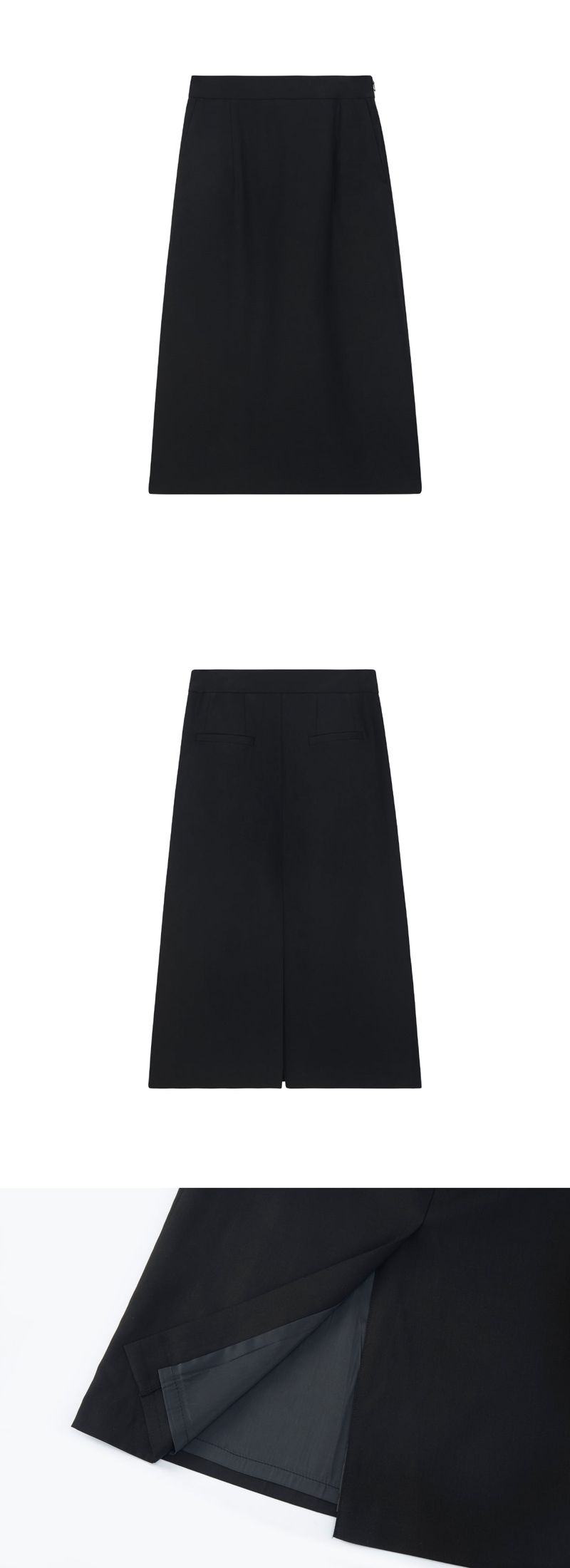 wool line midi skirt_black
