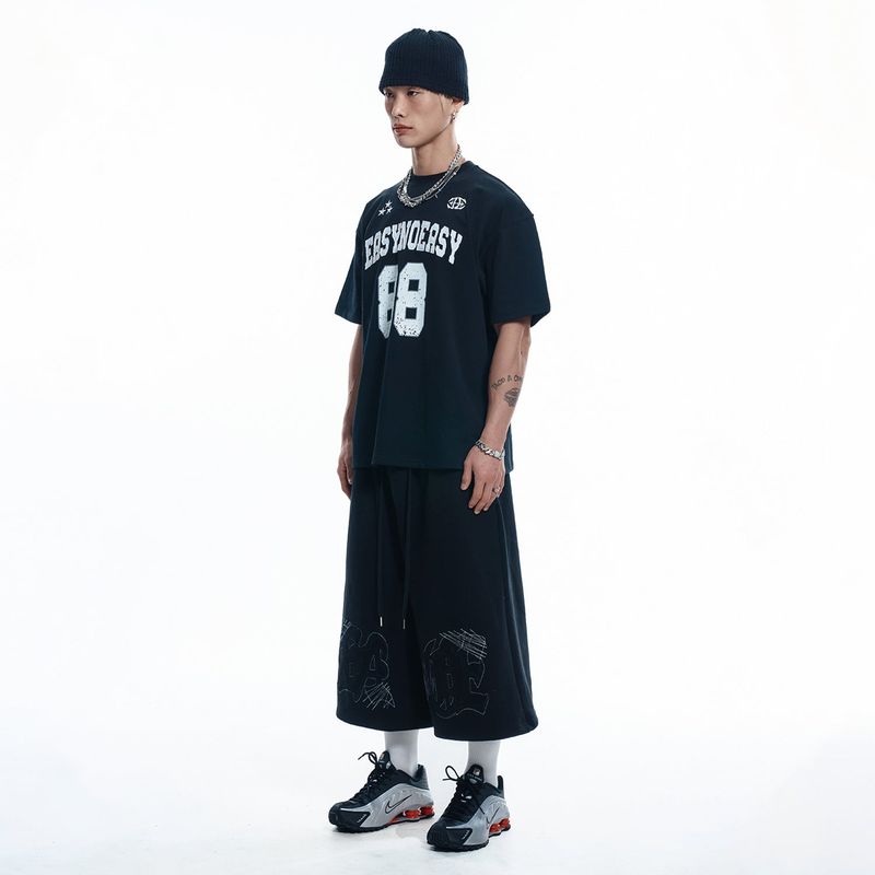ENOE Patch Sweat Bermuda Pants - BLACK
