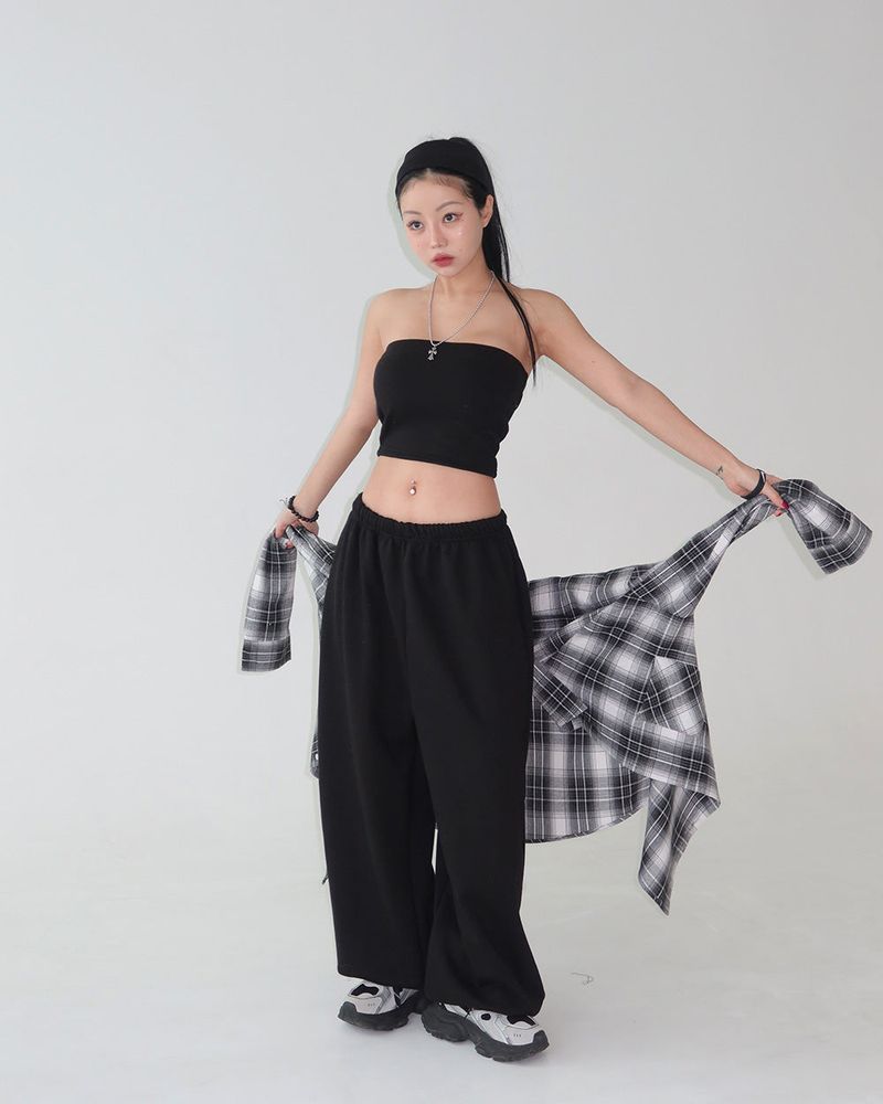 Dusen Tube Top & Jogging Pants Two Piece Set