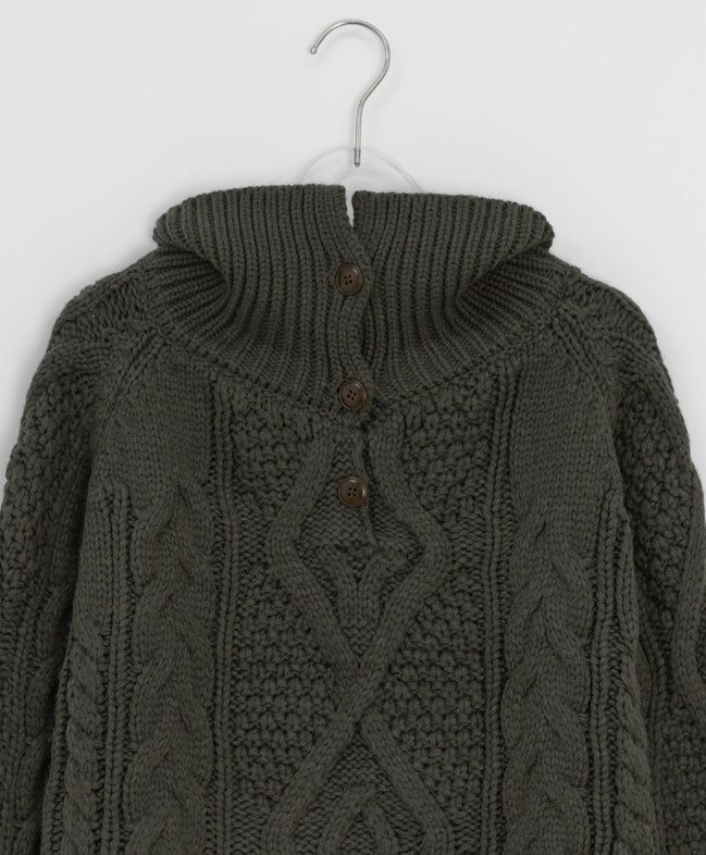 Hyoro Button High Neck Cable Knit