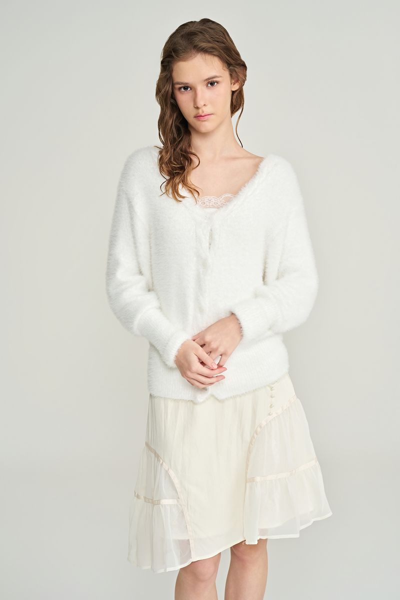 Souffle deep v-neck cardigan, Ivory