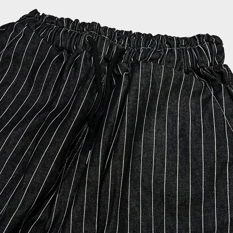stripe denim shorts_black