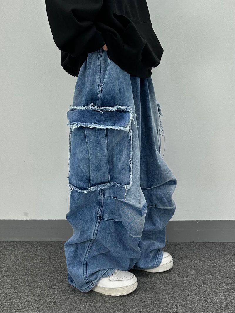 cut-off big pocket denim balloon pt