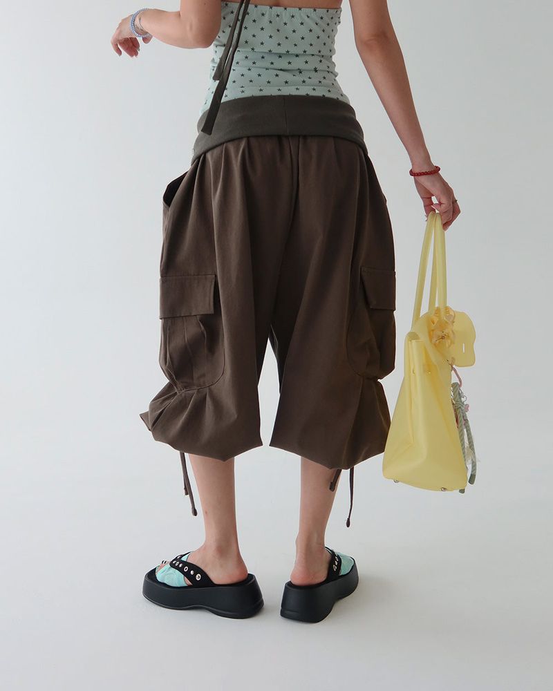 Rollup Cargo Bermuda Harem Capri Pants