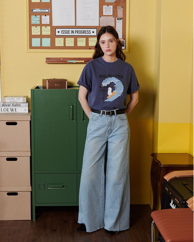 PANELED WIDE LEG JEANS [LIGHT BLUE]