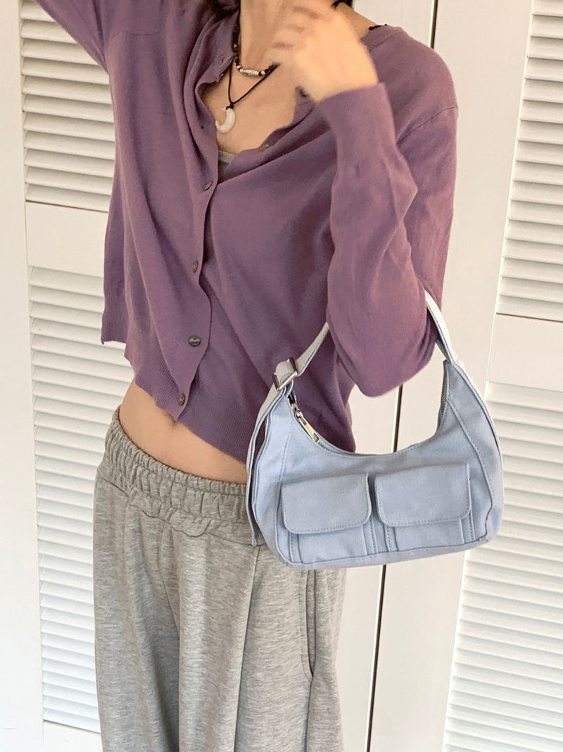 Bruce two-pocket cotton mini tote shoulder bag