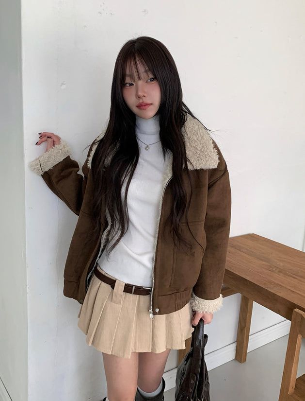 [Fur Lining] Rat Wool Suede Mustang Jumper