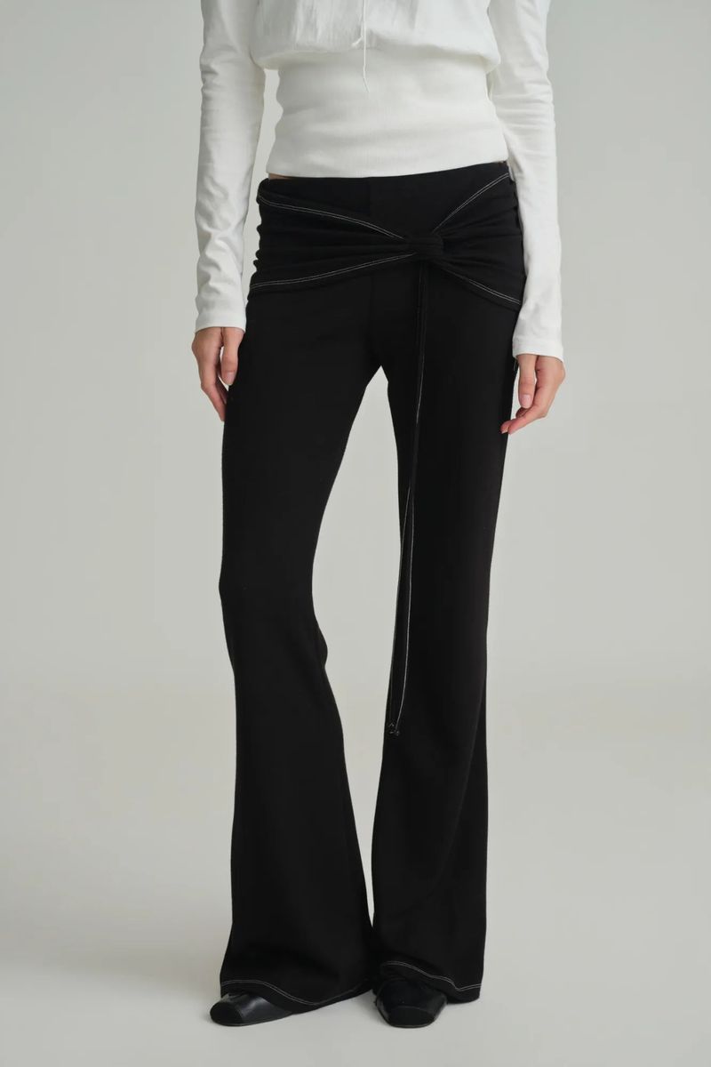 Ballet studio flare line pants, Black