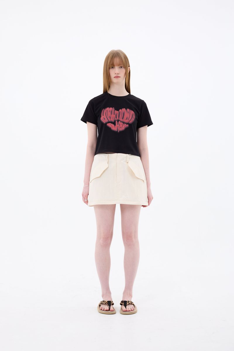DOUBLE CUT CAGO SKIRT / IVORY