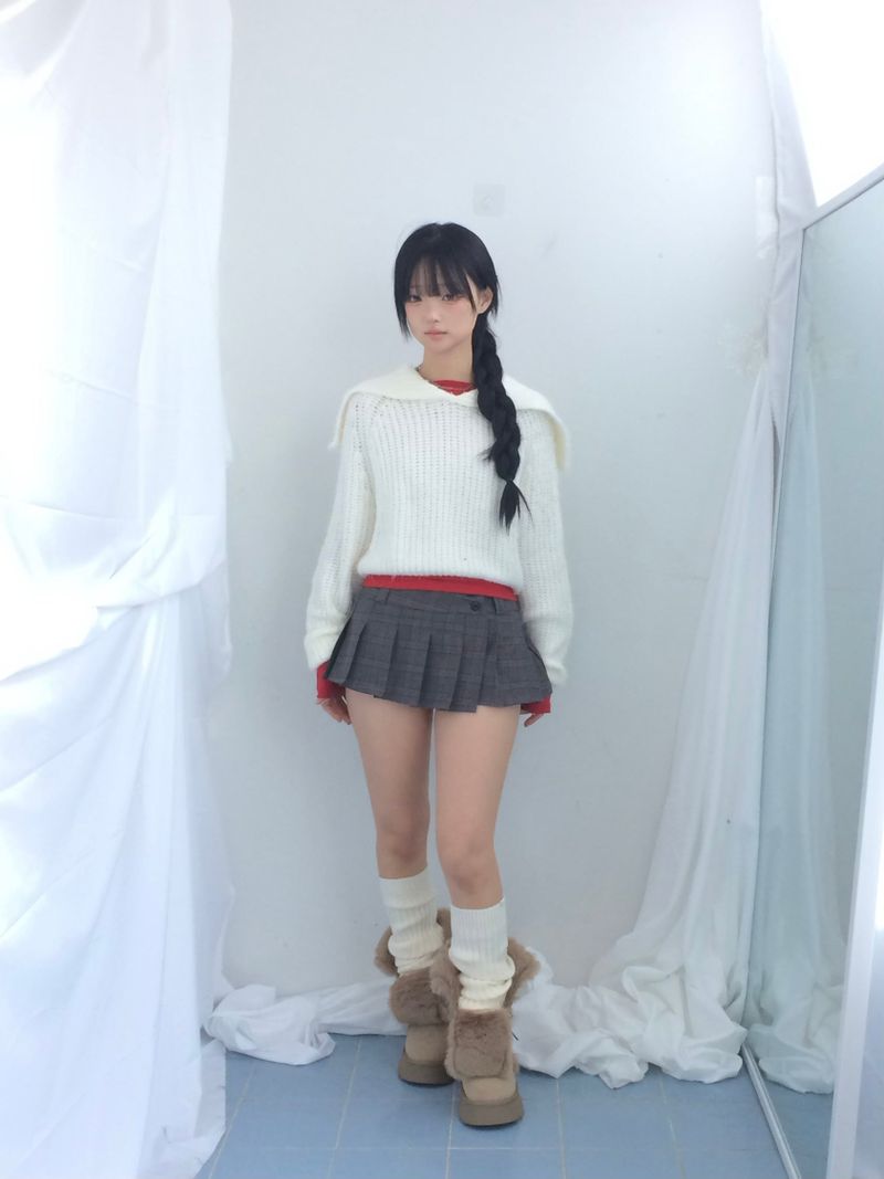 Shoulder collar loose knitwear