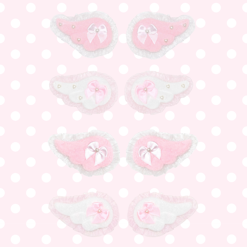 fluffy hair clip-ribbon angel(white)