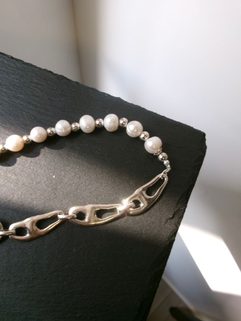 Silver Plated Pearl and Heart Necklace
