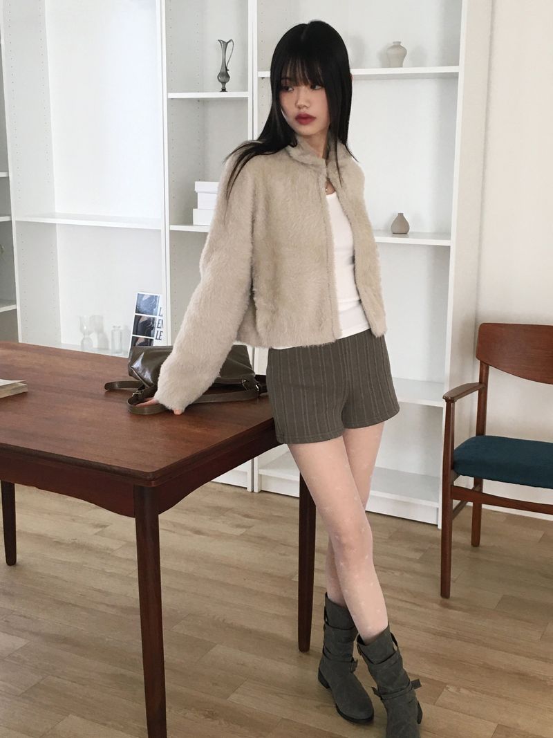 [Brushed lining] syoota ribbed short knit pants