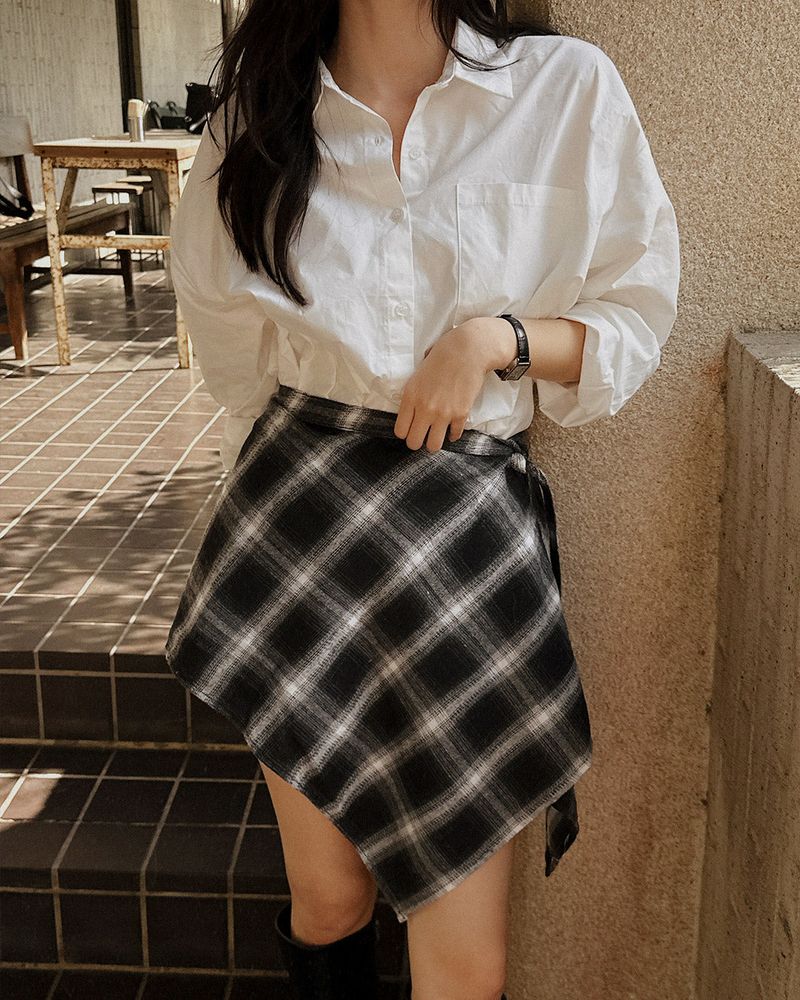 Els Checkered Layered Skirt