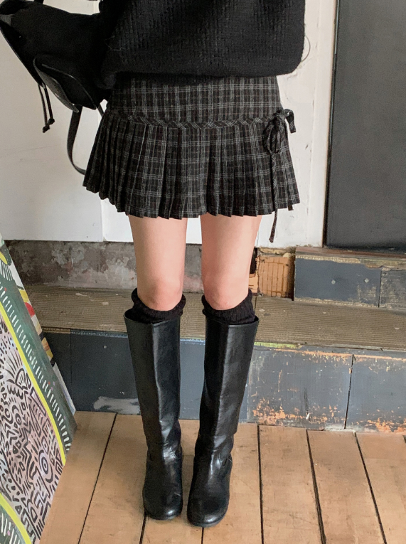 #NV Vintage Check Pleated Mini Skirt (2color)