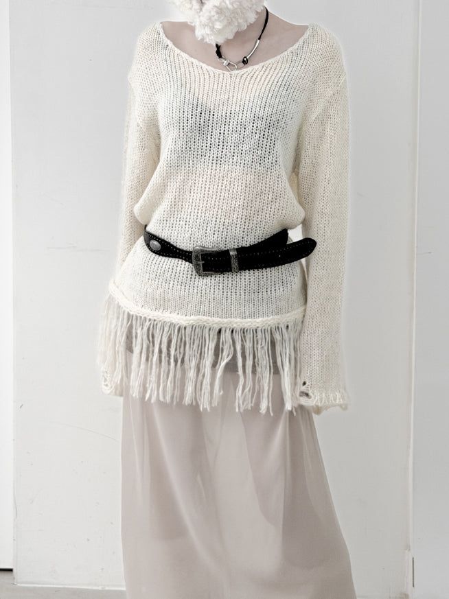 Lynch Fringe V-Neck Knit