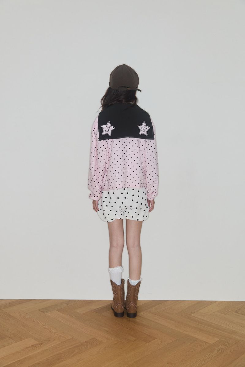 POLKA STAR PATCH SAILOR BLOUSE (PINK)