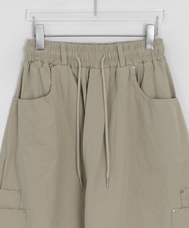 Hibamp Wide Cargo Banding Pants