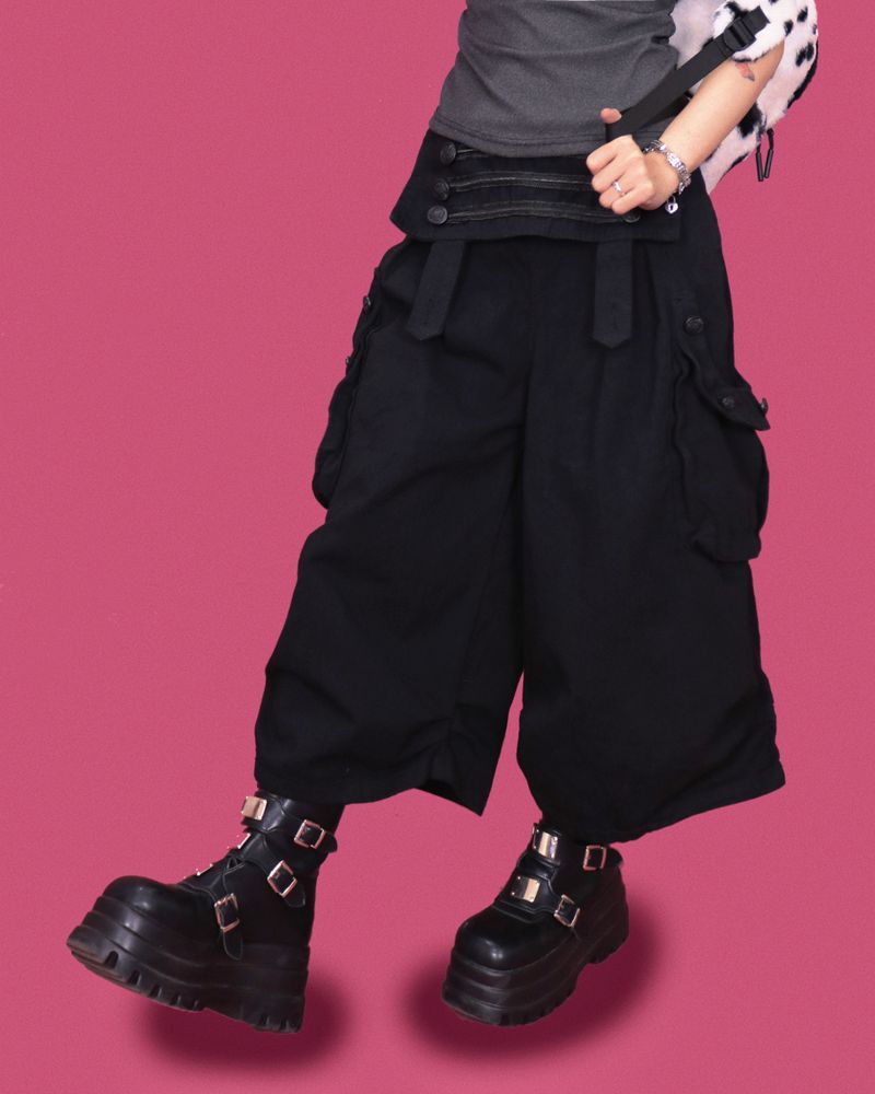 napoleon button layered cargo pants