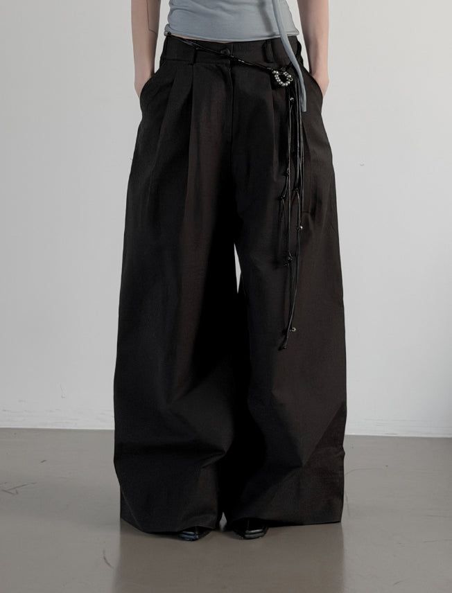 Teve Pintuck Wide Cotton Pants