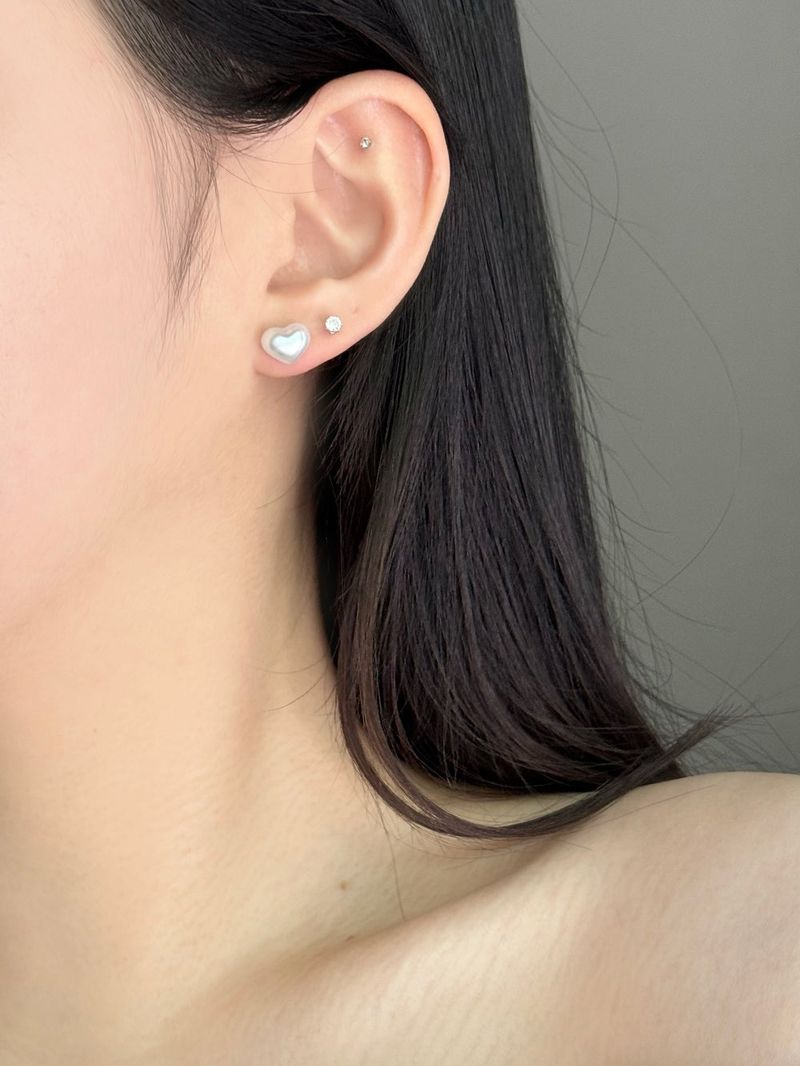 [3 set] wedding pearl heart earrings set