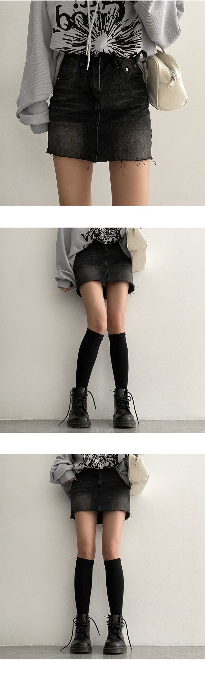 Darty Washing Cutting Denim Miniskirt