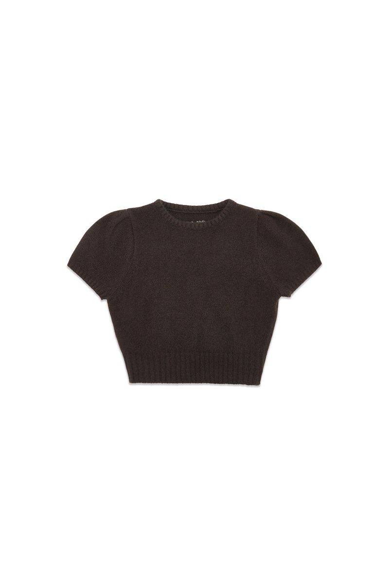 Puff raccoon half knit_brown