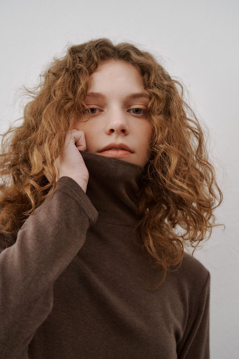 Basic turtle neck T-shirts (Brown)