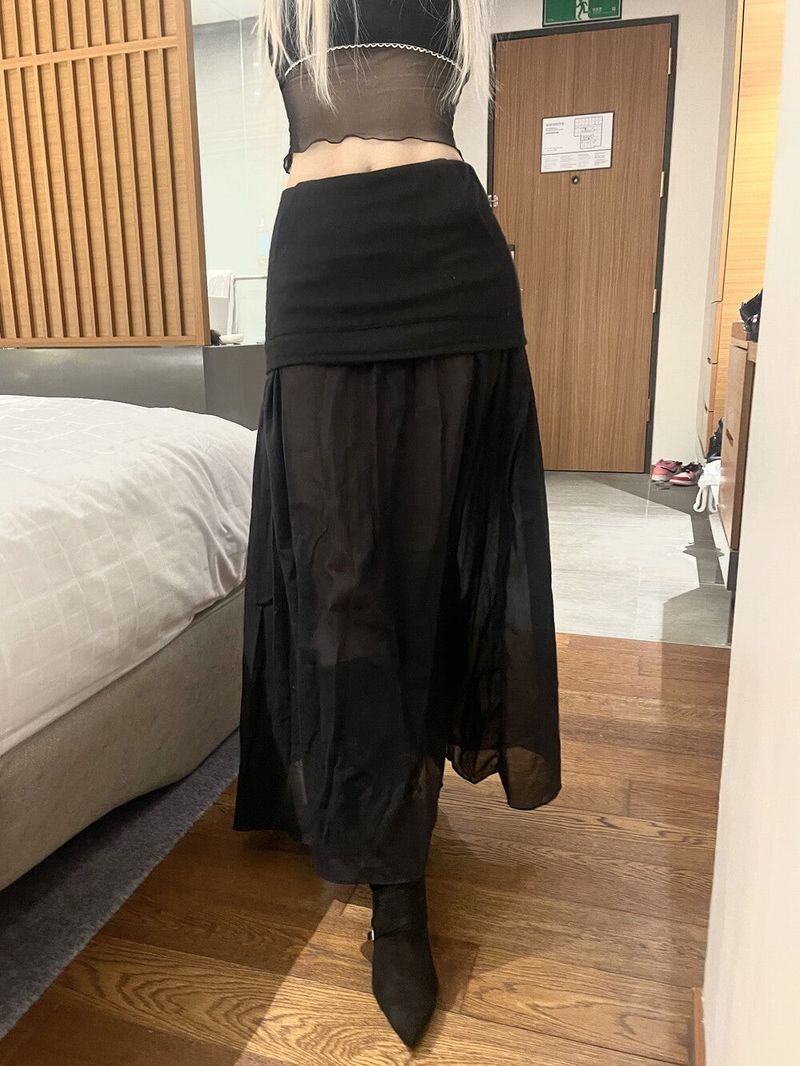 1200. Pocket layered long sk (3color)