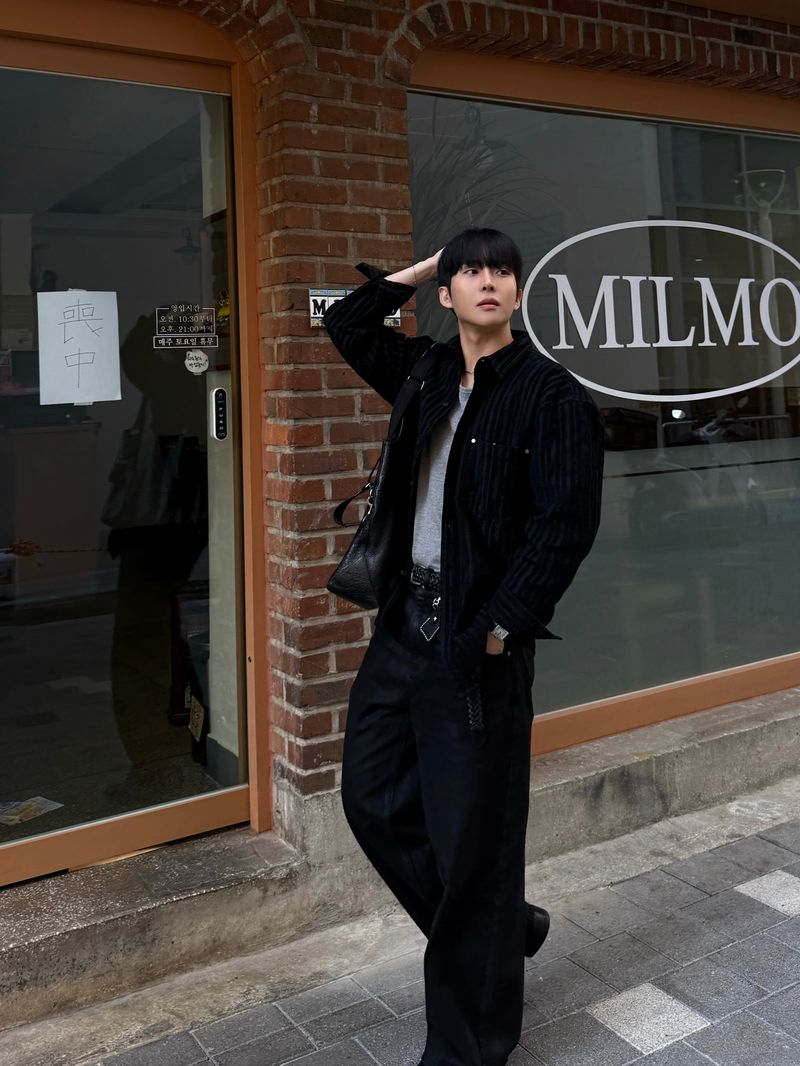 Black coated denim pants