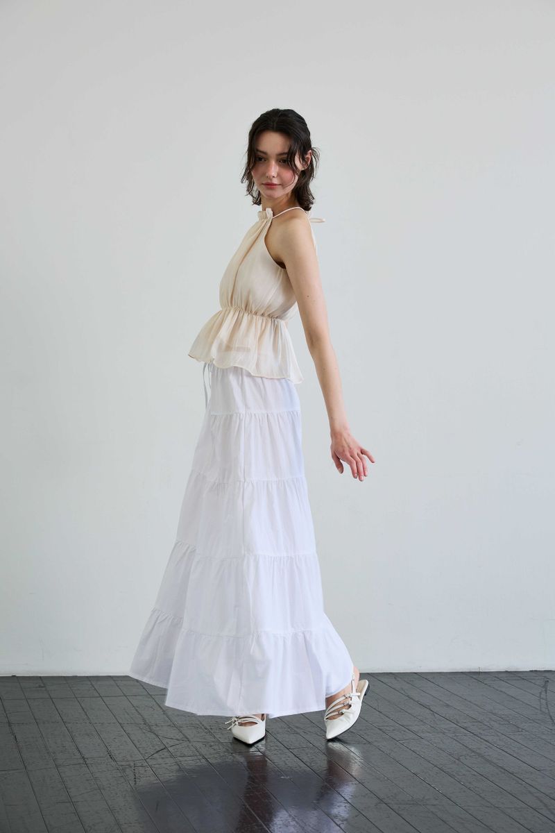 PEARL HALTERNECK TOP / IVORY