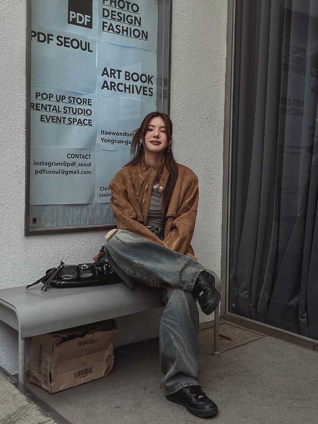 Ati two way stitch suede jacket