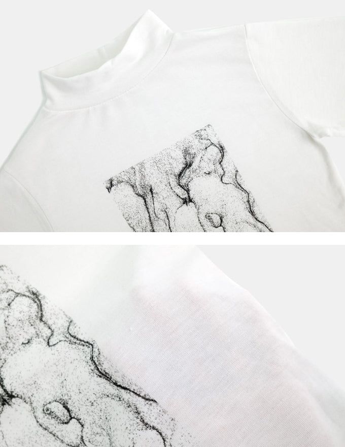 Half Turtleneck Sandy Slim-fit Crop LS Top
