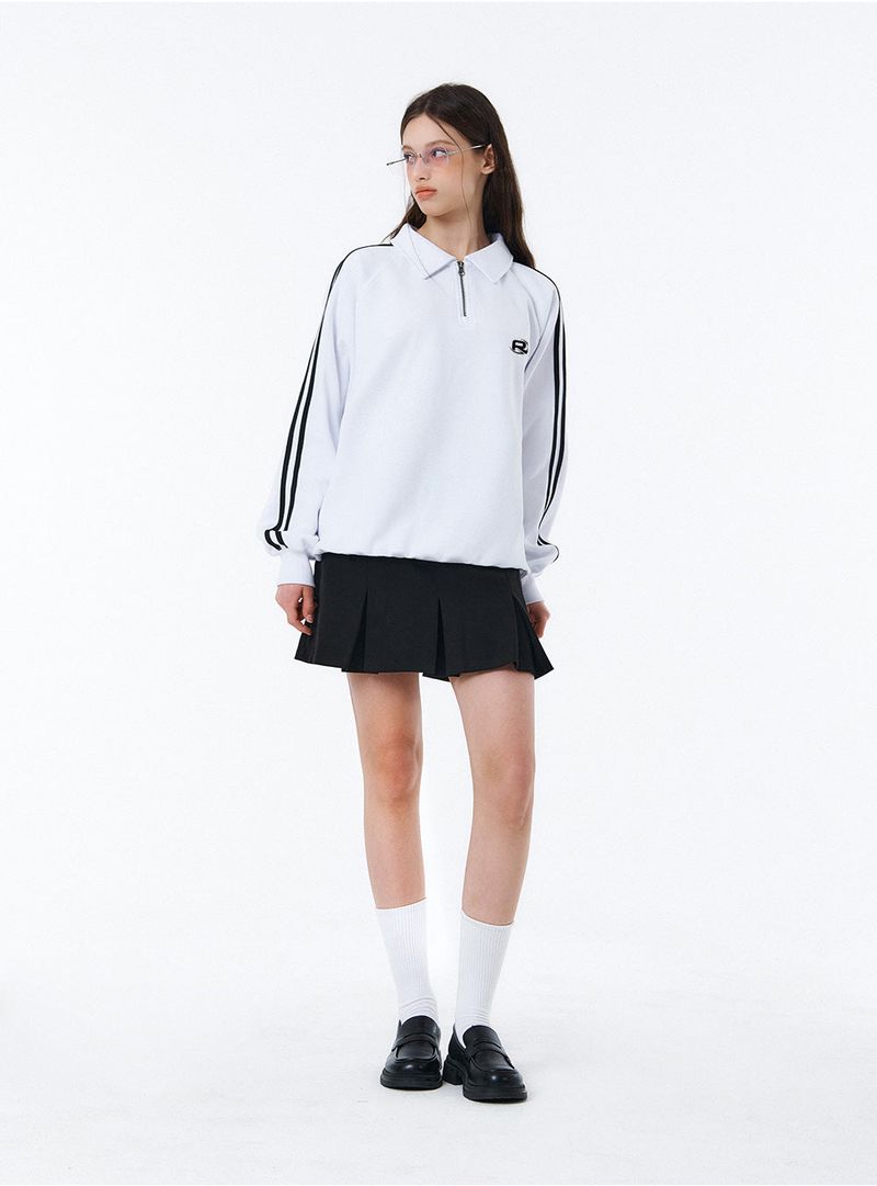 ROF ESSENTIAL SPORTY TRACK HALF ZIP OVER FIT SWEATSHIRT (2color)