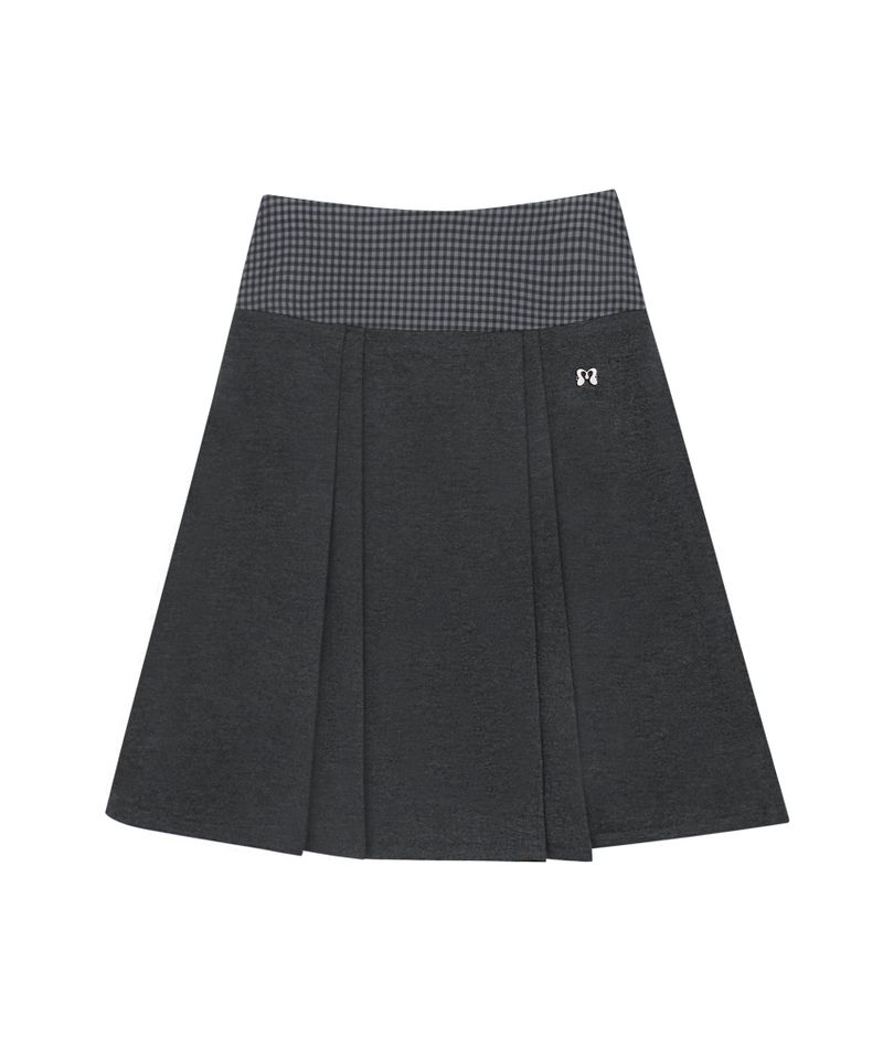 MINI CHECK SWEAT SK CHARCOAL