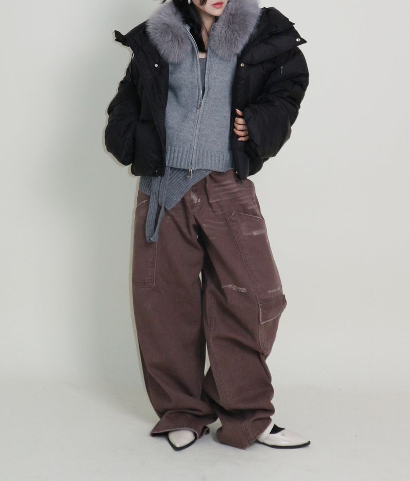 Out String Winter High-Neck Duck-Down Padded Jacket (Light Padded)